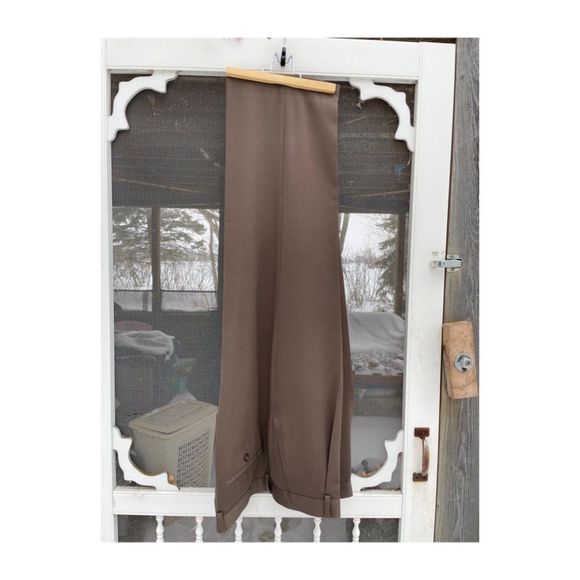 Pronto Uomo Brown Dress Pant 100% Wool Tailored Sz 40 - Picture 2 of 7